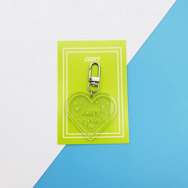 GOT7 Heart-shaped glitter key ring pendant 7.5X5.5CM 12G price for 5 pcs