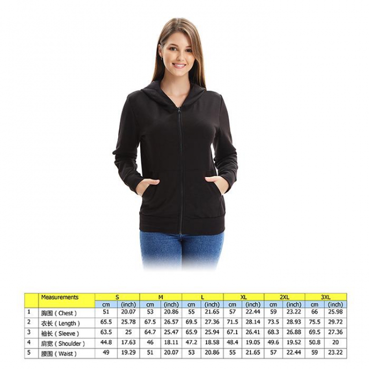 Autumn and winter fashion sweater Black zipper hooded Patch pocket Coat Hoodie 6 sizes from S to 3XL