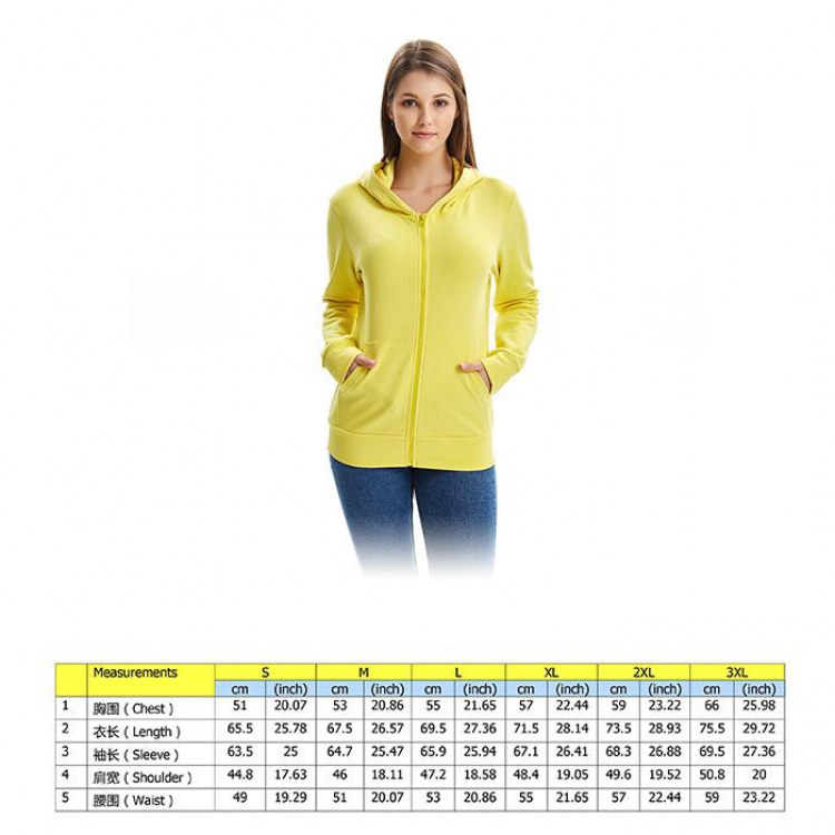 Autumn and winter fashion sweater yellow zipper hooded Patch pocket Coat Hoodie 6 sizes from S to 3XL