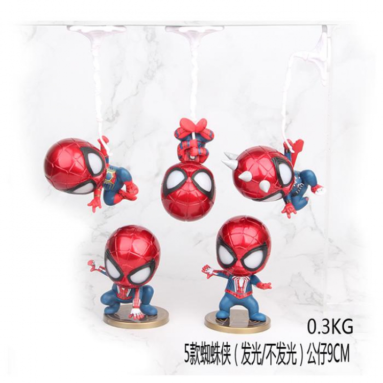 Spiderman Not shining a set of five Bagged Figure Decoration Model 9CM 0.3KG Style B