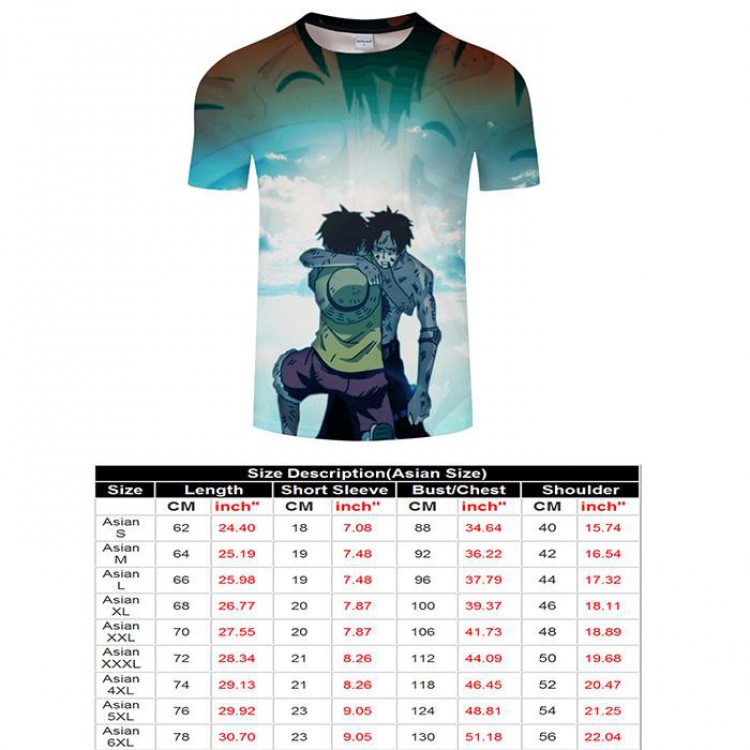 One Piece Full color short sleeve t-shirt 9 sizes from S to 6XL TXKH3206