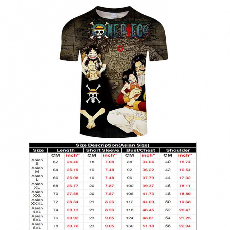 One Piece Full color short sleeve t-shirt 9 sizes from S to 6XL TXKH3204