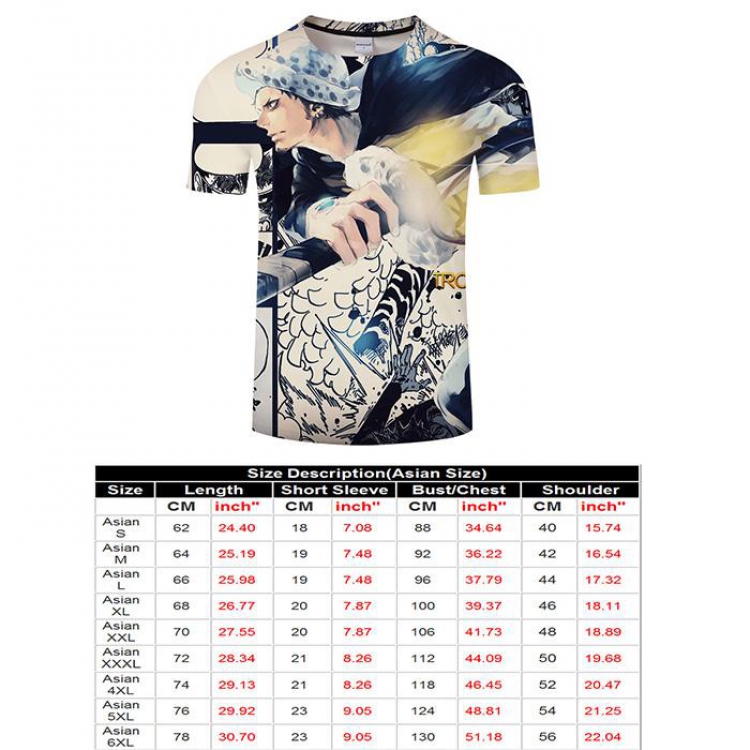 One Piece Full color short sleeve t-shirt 9 sizes from S to 6XL TXKH3208