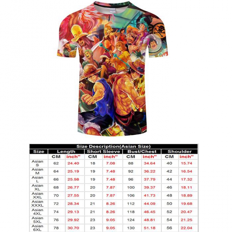 One Piece Full color short sleeve t-shirt 9 sizes from S to 6XL TXKH3209