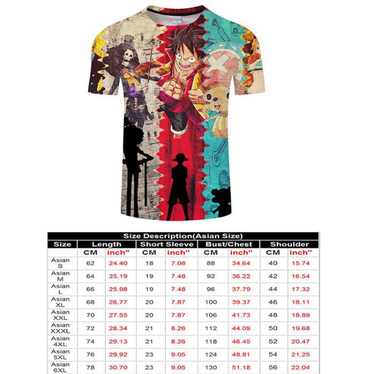 One Piece Full color short sleeve t-shirt 9 sizes from S to 6XL TXKH3212