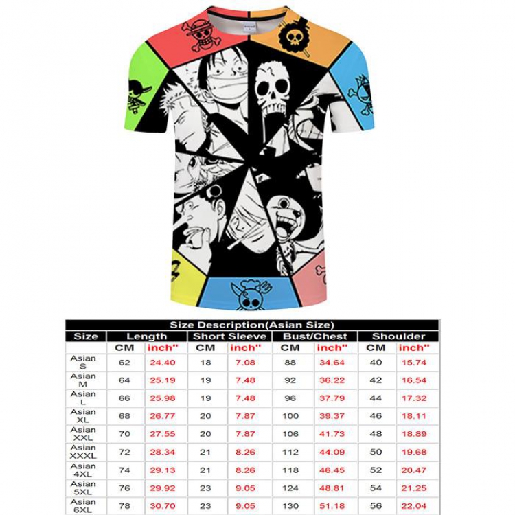 One Piece Full color short sleeve t-shirt 9 sizes from S to 6XL TXKH3214