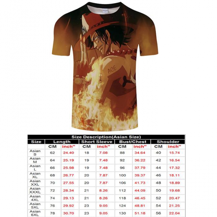 One Piece Full color short sleeve t-shirt 9 sizes from S to 6XL TXKH3219