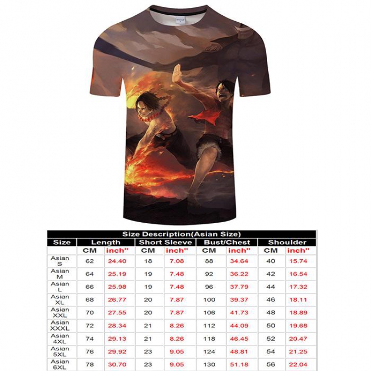 One Piece Full color short sleeve t-shirt 9 sizes from S to 6XL TXKH3220