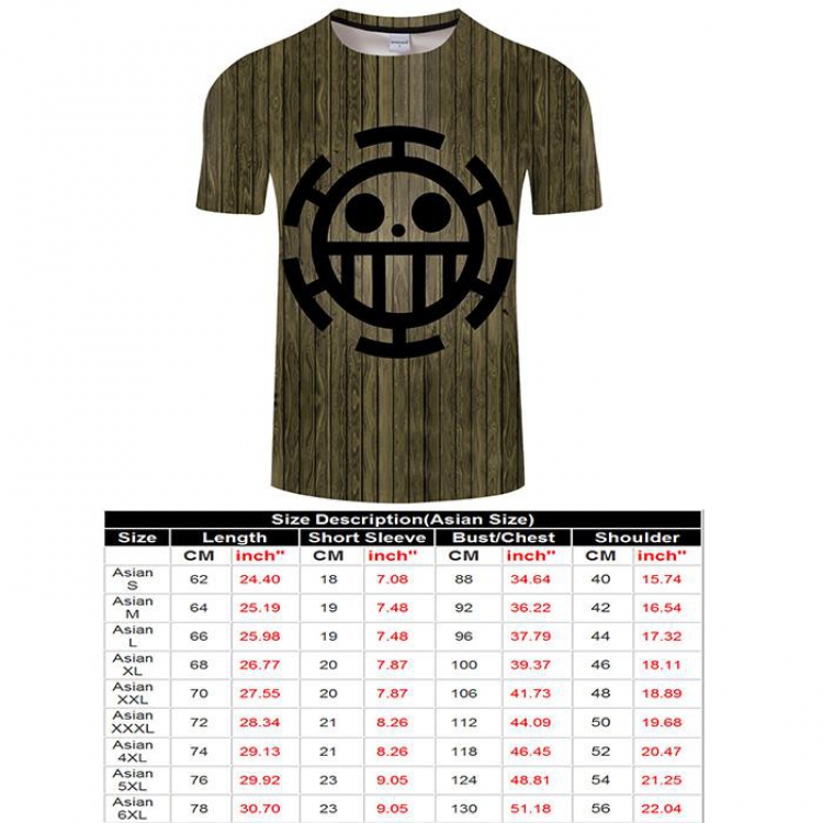 One Piece Full color short sleeve t-shirt 9 sizes from S to 6XL TXKH3222