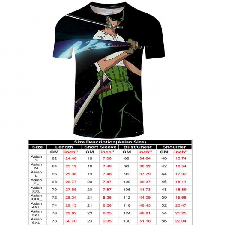 One Piece Full color short sleeve t-shirt 9 sizes from S to 6XL TXKH3224