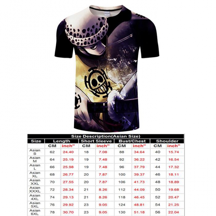 One Piece Full color short sleeve t-shirt 9 sizes from S to 6XL TXKH3223
