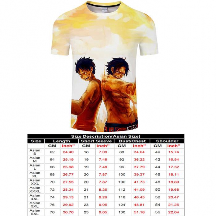 One Piece Full color short sleeve t-shirt 9 sizes from S to 6XL TXKH3227