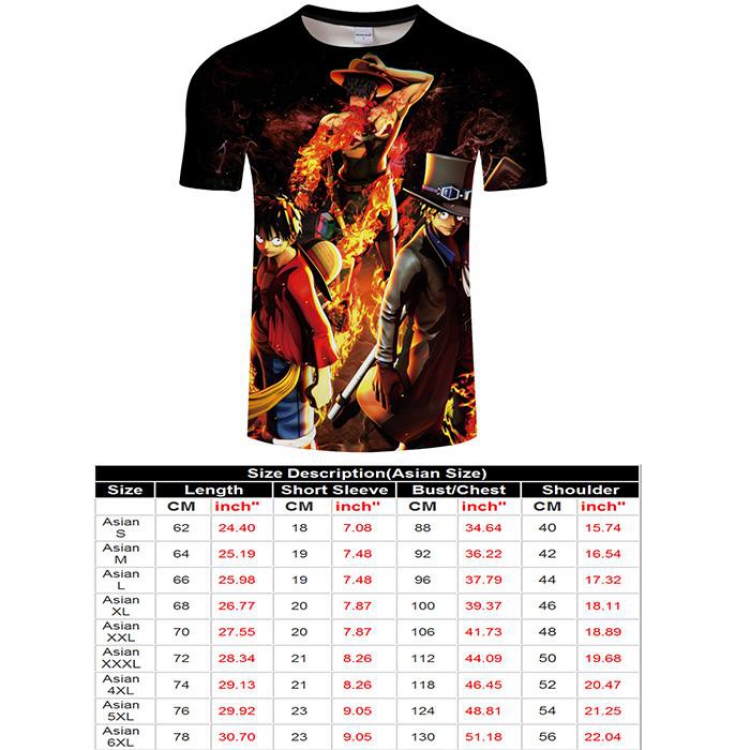 One Piece Full color short sleeve t-shirt 9 sizes from S to 6XL TXKH3229