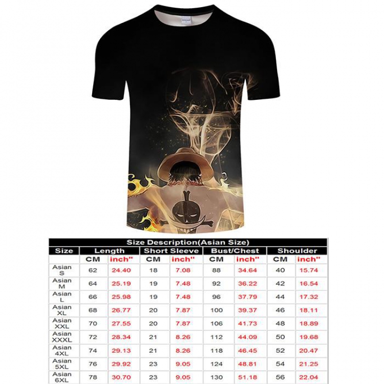 One Piece Full color short sleeve t-shirt 9 sizes from S to 6XL TXKH3228
