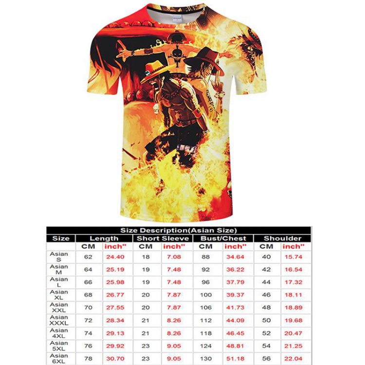 One Piece Full color short sleeve t-shirt 9 sizes from S to 6XL TXKH3231