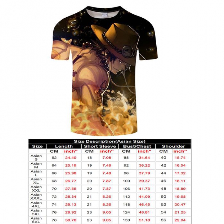 One Piece Full color short sleeve t-shirt 9 sizes from S to 6XL TXKH3232