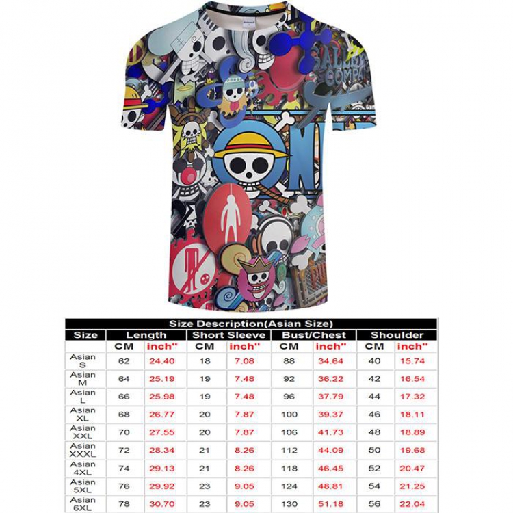 One Piece Full color short sleeve t-shirt 9 sizes from S to 6XL TXKH3234