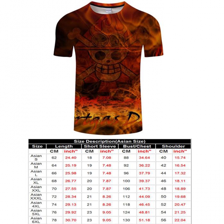 One Piece Full color short sleeve t-shirt 9 sizes from S to 6XL TXKH3233