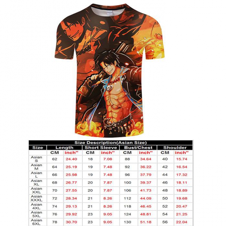 One Piece Full color short sleeve t-shirt 9 sizes from S to 6XL TXKH3236