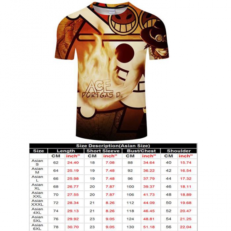 One Piece Full color short sleeve t-shirt 9 sizes from S to 6XL TXKH3235
