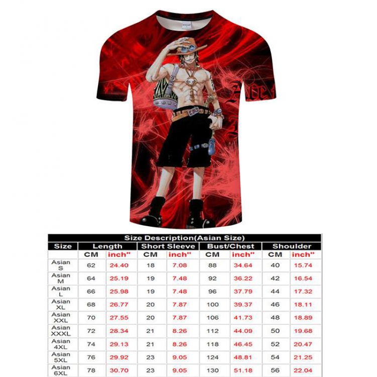 One Piece Full color short sleeve t-shirt 9 sizes from S to 6XL TXKH3240