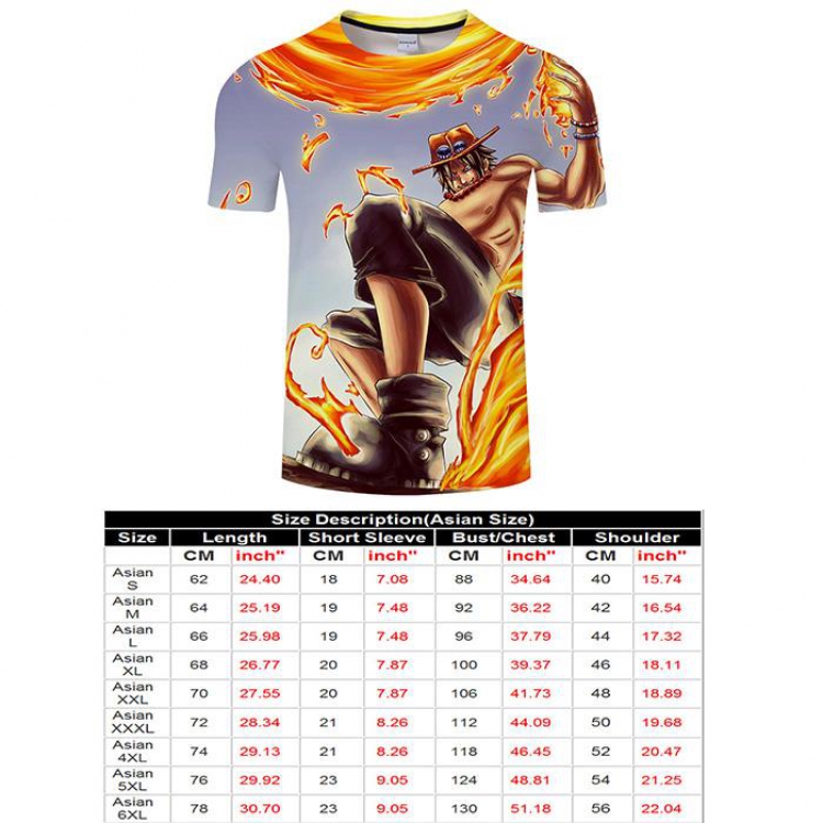 One Piece Full color short sleeve t-shirt 9 sizes from S to 6XL TXKH3239