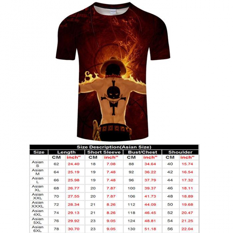 One Piece Full color short sleeve t-shirt 9 sizes from S to 6XL TXKH3242