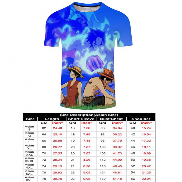 One Piece Full color short sleeve t-shirt 9 sizes from S to 6XL TXKH3241