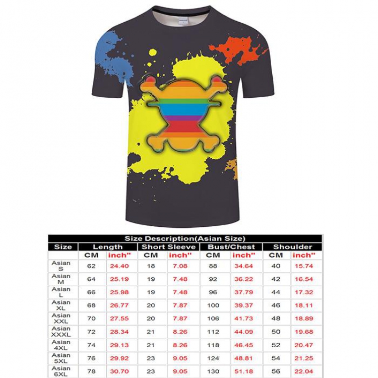 One Piece Full color short sleeve t-shirt 9 sizes from S to 6XL TXKH3243