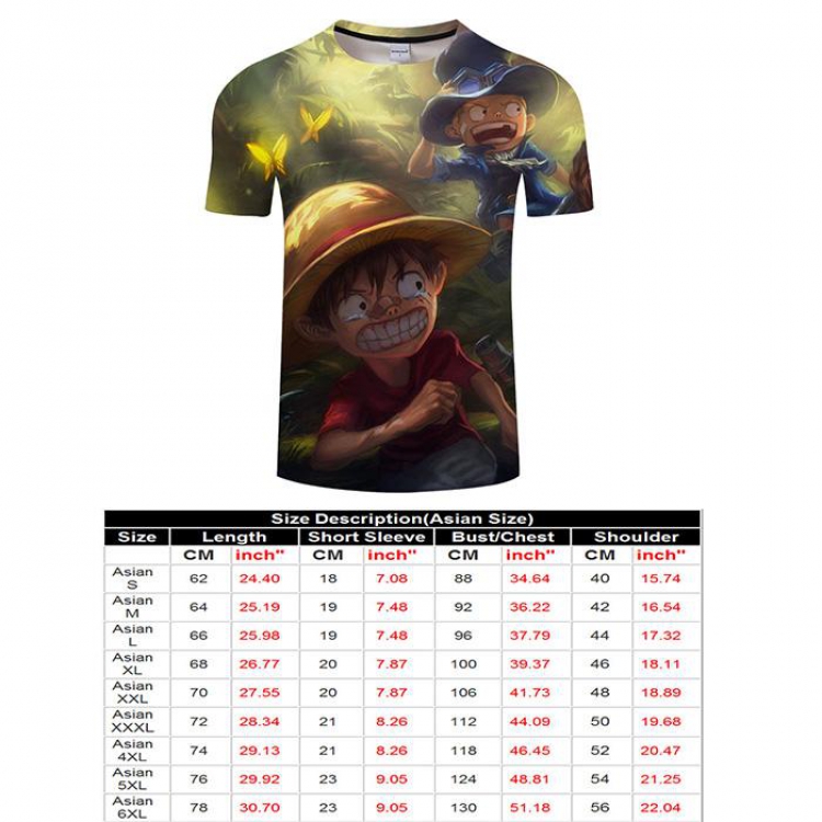 One Piece Full color short sleeve t-shirt 9 sizes from S to 6XL TXKH3244