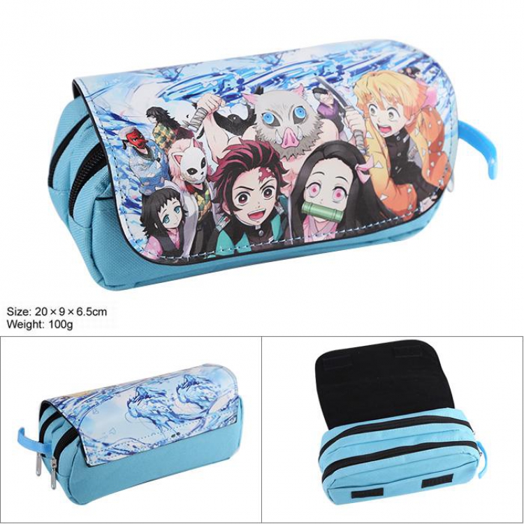 Demon Slayer Kimets-4 Double zipper PU pencil case 20X9X6.5CM