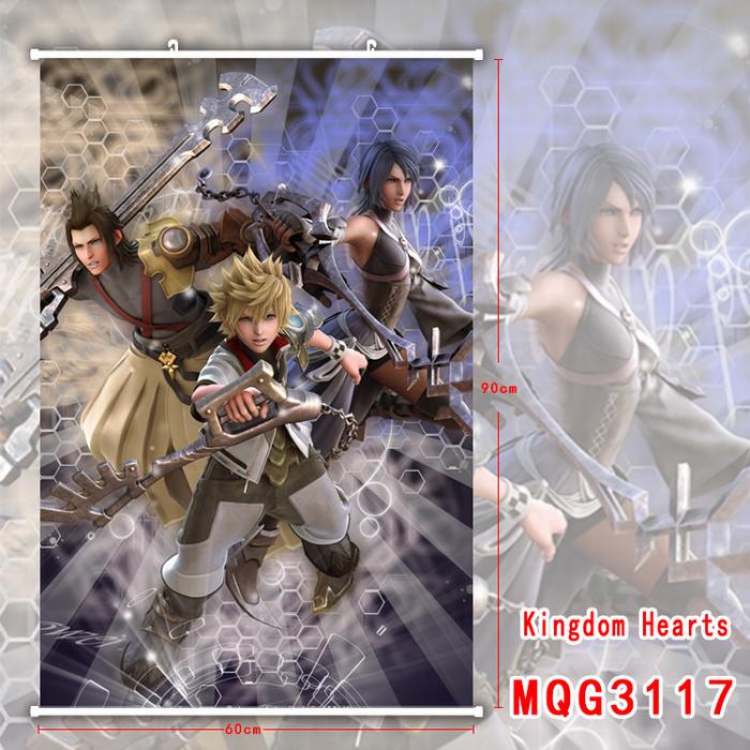 Kingdom Hearts White Plastic rod Cloth painting Wall Scroll 60X90CM MQG3117
