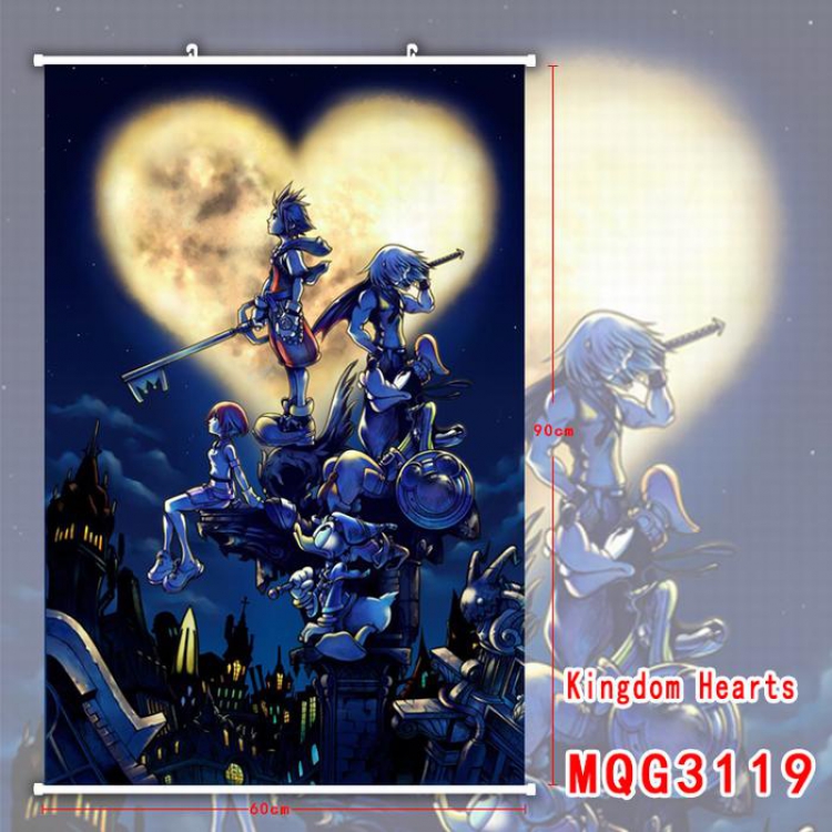 Kingdom Hearts White Plastic rod Cloth painting Wall Scroll 60X90CM MQG3119