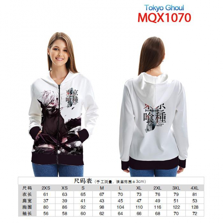 Tokyo Ghoul Full color zipper hooded Patch pocket Coat Hoodie 9 sizes from XXS to 4XL MQX1070