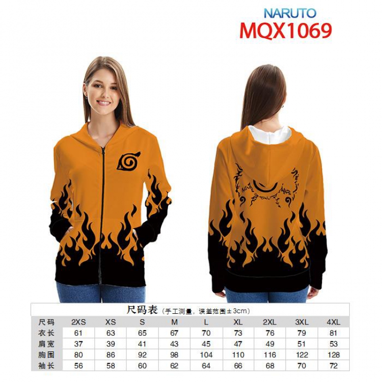 Naruto Full color zipper hooded Patch pocket Coat Hoodie 9 sizes from XXS to 4XL MQX1069