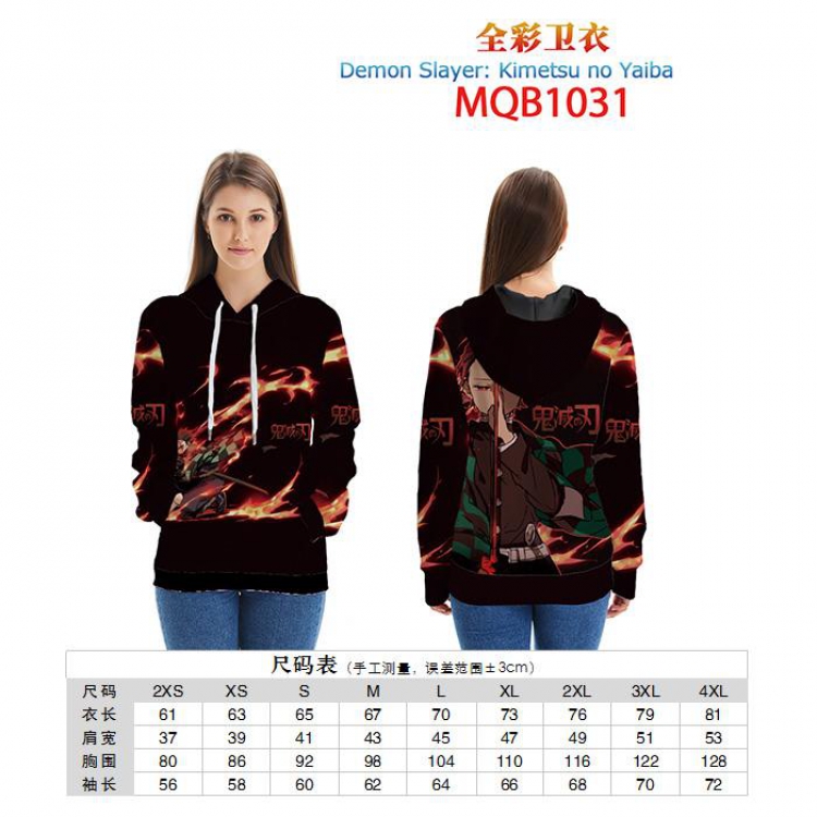 Demon Slayer Kimets Full color zipper hooded Patch pocket Coat Hoodie 9 sizes from XXS to 4XL MQB1031