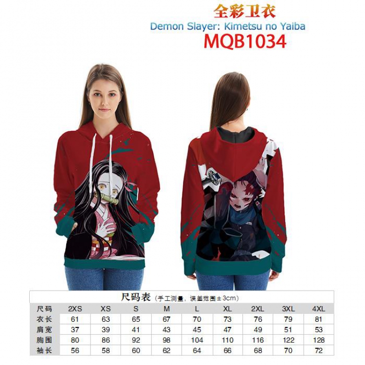 Demon Slayer Kimets Full color zipper hooded Patch pocket Coat Hoodie 9 sizes from XXS to 4XL MQB1034