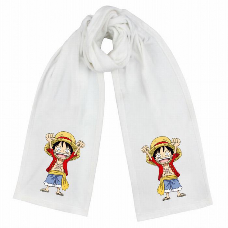 One Piece-3 White Double-sided water velvet impression scarf 170X34CM