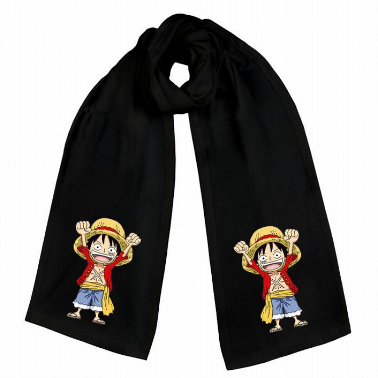 One Piece-3 Black Double-sided water velvet impression scarf 170X34CM
