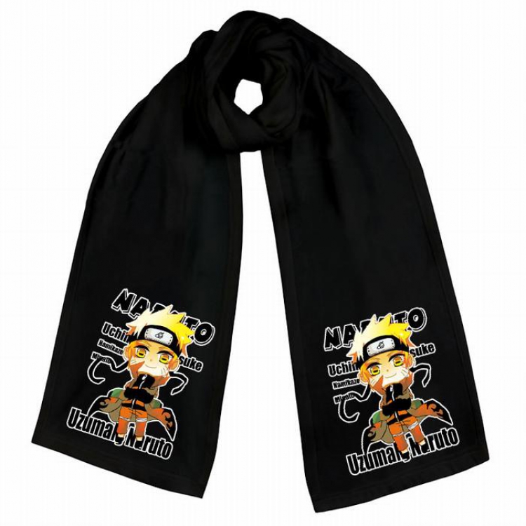 Naruto-1 Black Double-sided water velvet impression scarf 170X34CM