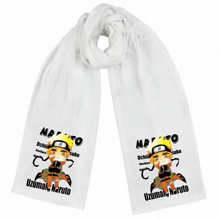 Naruto-1 White Double-sided water velvet impression scarf 170X34CM