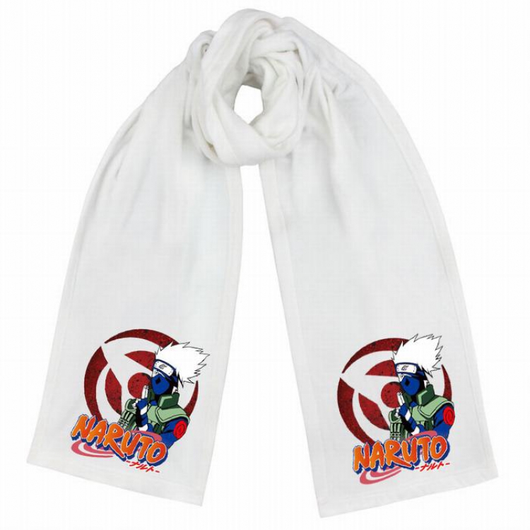 Naruto-10 White Double-sided water velvet impression scarf 170X34CM