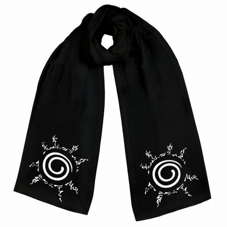 Naruto-6 Black Double-sided water velvet impression scarf 170X34CM