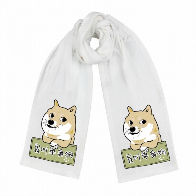 Doge-2 White Double-sided water velvet impression scarf 170X34CM
