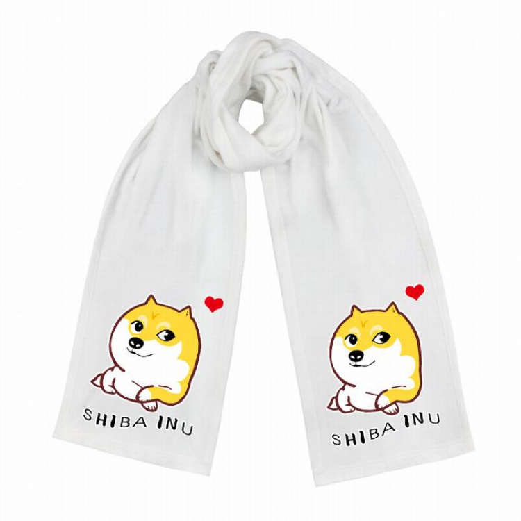 Doge-1 White Double-sided water velvet impression scarf 170X34CM