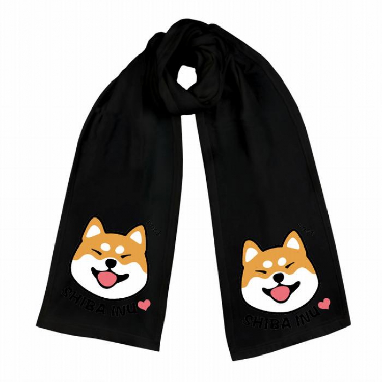 Doge-3 Black Double-sided water velvet impression scarf 170X34CM