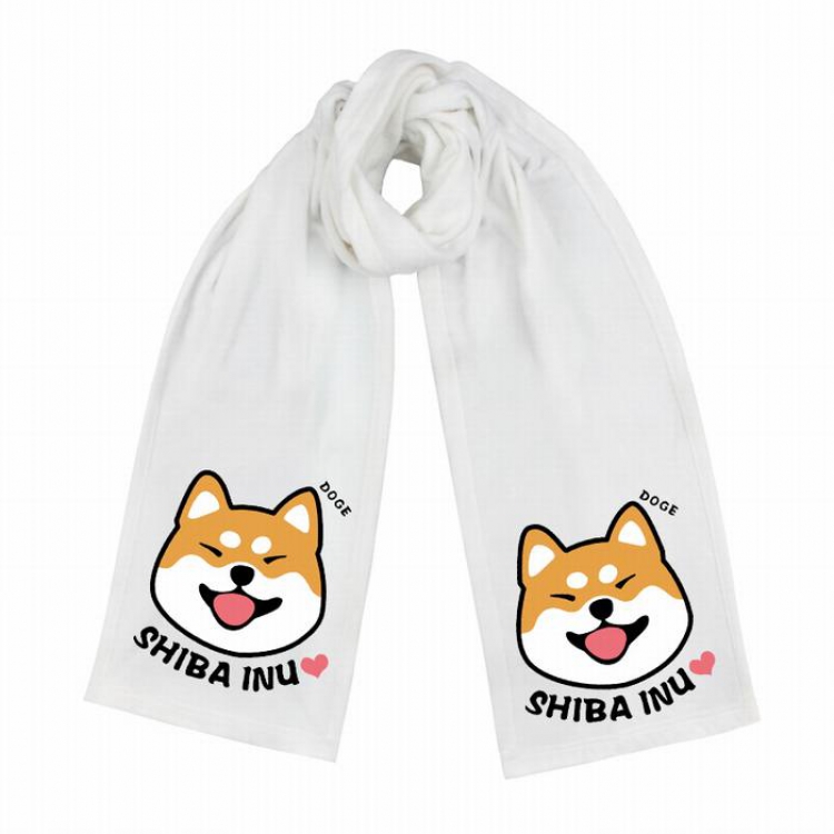 Doge-3 White Double-sided water velvet impression scarf 170X34CM