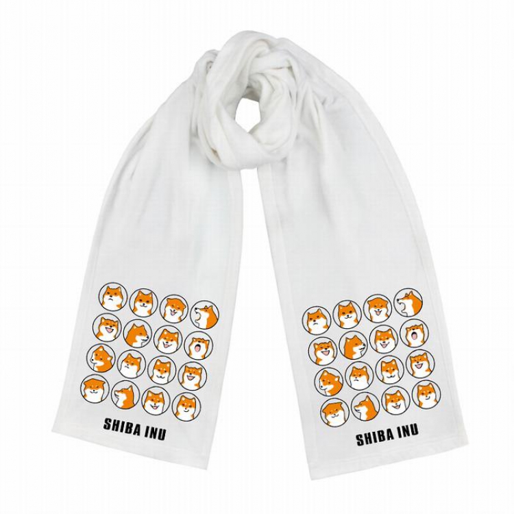 Doge-5 White Double-sided water velvet impression scarf 170X34CM