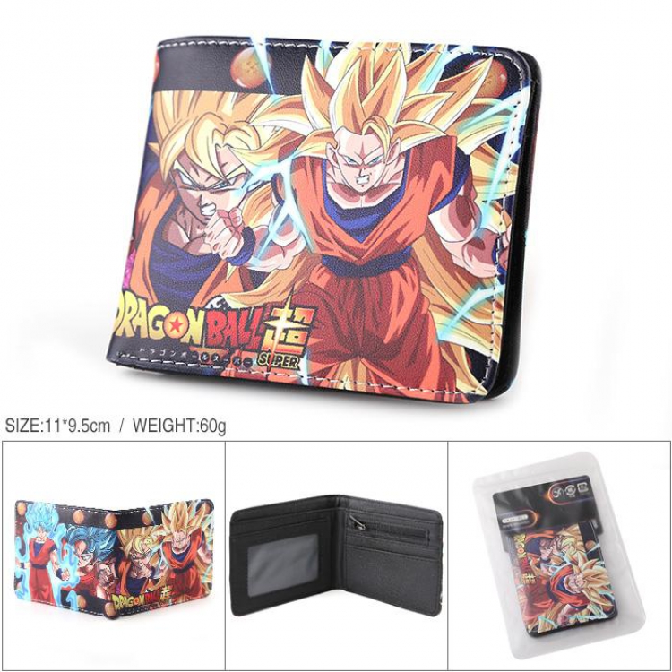 Dragon Ball Full color PU silk screen two fold short card holder wallet