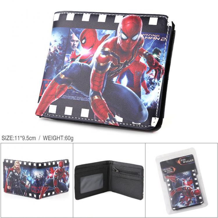 Spiderman Full color PU silk screen two fold short card holder wallet